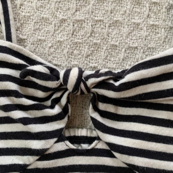 Black & White Stripe Kimchi Blue Crop Top - Picture 3 of 5
